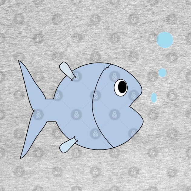 Blue fish doodle drawing by 4wardlabel